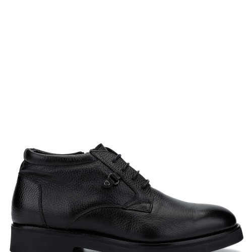 Mario Bruni Erkek Hakiki Deri Siyah Casual Bot