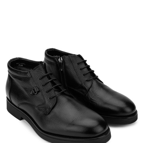 Mario Bruni Erkek Hakiki Deri Siyah Casual Bot