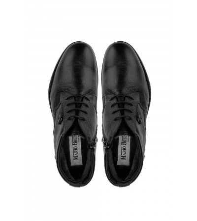 Mario Bruni Erkek Hakiki Deri Siyah Casual Bot