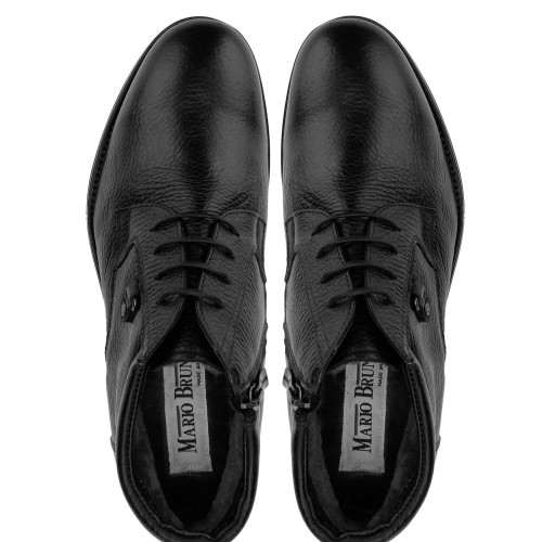 Mario Bruni Erkek Hakiki Deri Siyah Casual Bot