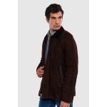 Tamer Tanca Erkek Hakiki Deri Kahverengi Nubuk Deri Mont