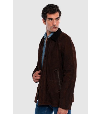 Tamer Tanca Erkek Hakiki Deri Kahverengi Nubuk Deri Mont