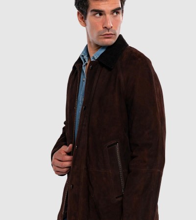 Tamer Tanca Erkek Hakiki Deri Kahverengi Nubuk Deri Mont
