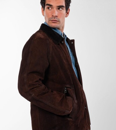 Tamer Tanca Erkek Hakiki Deri Kahverengi Nubuk Deri Mont