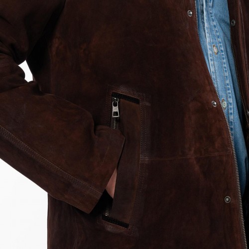 Tamer Tanca Erkek Hakiki Deri Kahverengi Nubuk Deri Mont