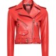 ewage Kadın Kırmızı Slim-Fit Biker Deri Ceket