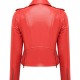 ewage Kadın Kırmızı Slim-Fit Biker Deri Ceket