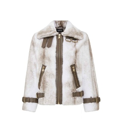Anabel Kadın Beyaz Teddy Deri Mont