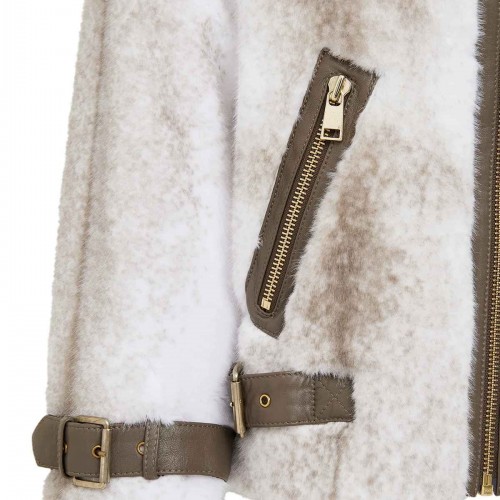 Anabel Kadın Beyaz Teddy Deri Mont