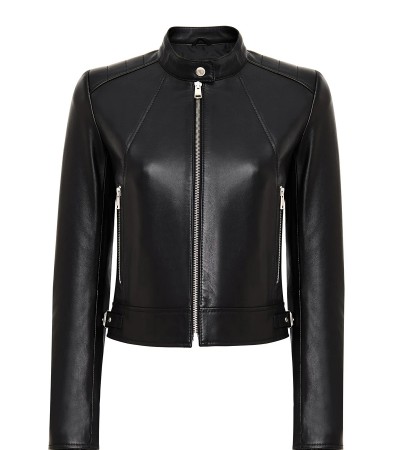 Edith Kadın Siyah Yaka Deri Mont