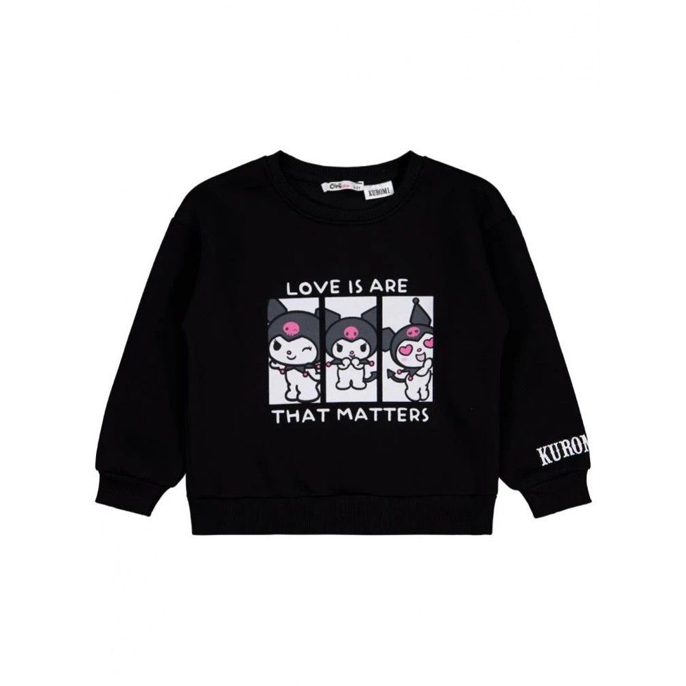 Kuromi 6-9 Yaş Sweatshirt - Siyah