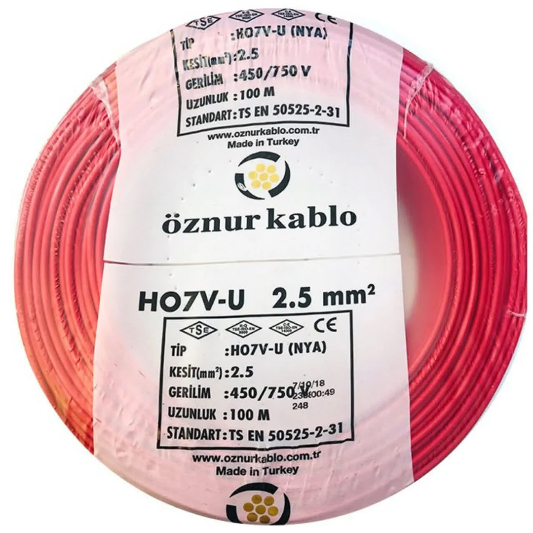 H07V-U 2,5 mm NYA Enerji Kablosu 100 metre H07V-U 2,5 mm NYA Enerji Kablosu 100 metre