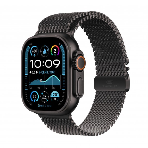 Apple Watch Ultra 2 GPS + Cellular 49mm Siyah Titanyum Kasa ve Siyah Milano Kordon (Medium) Apple Watch Ultra 2 GPS + Cellular 49mm Siyah Titanyum Kasa ve Siyah Milano Kordon (Medium)