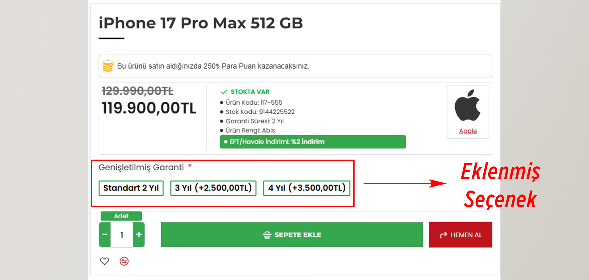 Seçenek Ekleme/Düzenleme