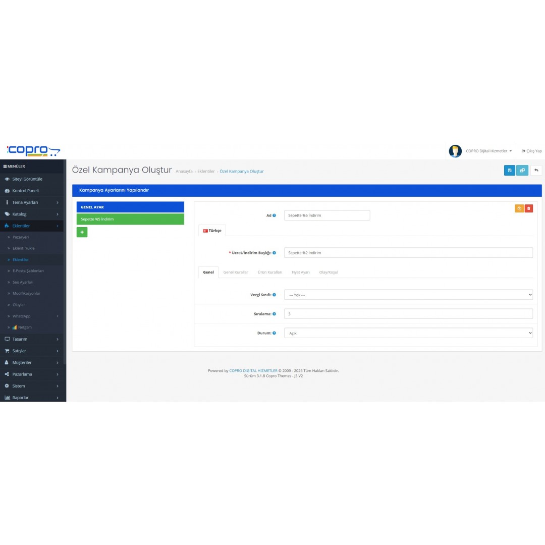 Özel Kampanya Oluştur – Sepette İndirim Uygulaması Özel Kampanya Oluştur – Sepette İndirim Uygulaması
