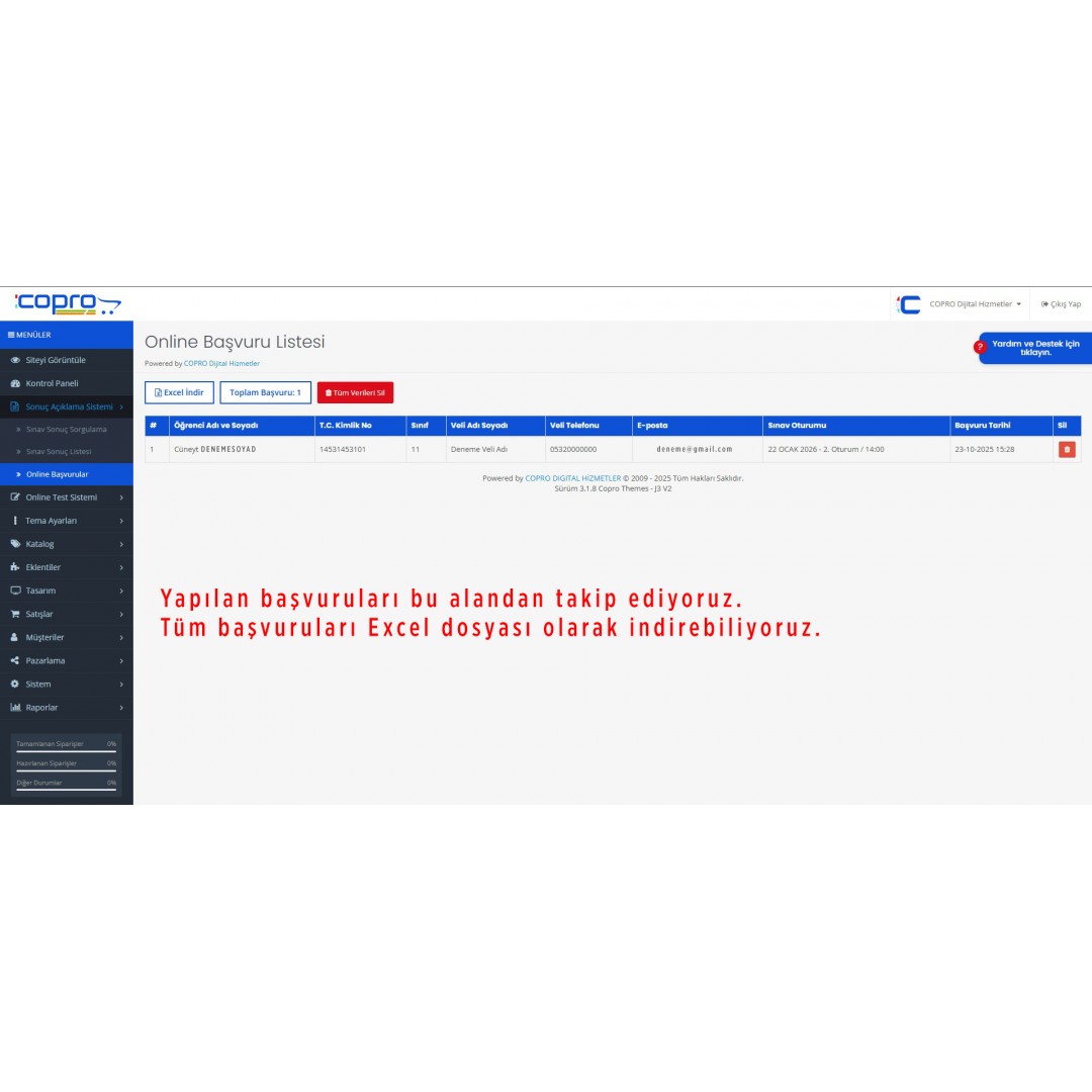 Sınav Sonuç Açıklama Sistemi Sınav Sonuç Açıklama Sistemi