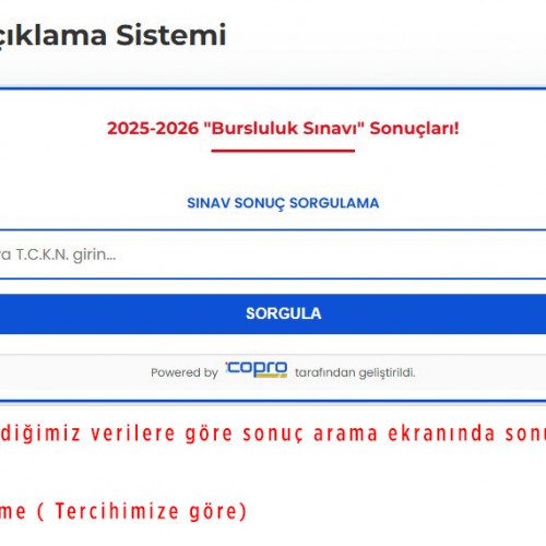 Sınav Sonuç Açıklama Sistemi Sınav Sonuç Açıklama Sistemi