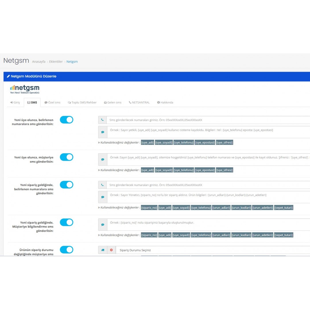 Opencart SMS Entegrasyonu Opencart SMS Entegrasyonu