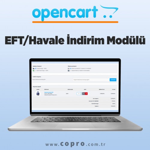 Opencart EFT/HAVALE İndirim Modülü Opencart EFT/HAVALE İndirim Modülü