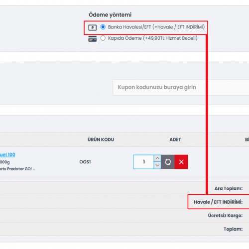 Opencart EFT/HAVALE İndirim Modülü Opencart EFT/HAVALE İndirim Modülü