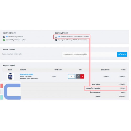 Opencart EFT/HAVALE İndirim Modülü Opencart EFT/HAVALE İndirim Modülü