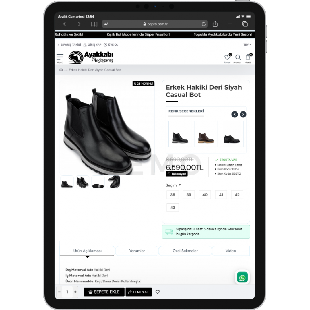 Ayakkabı Satışı E-Ticaret Web Sitesi