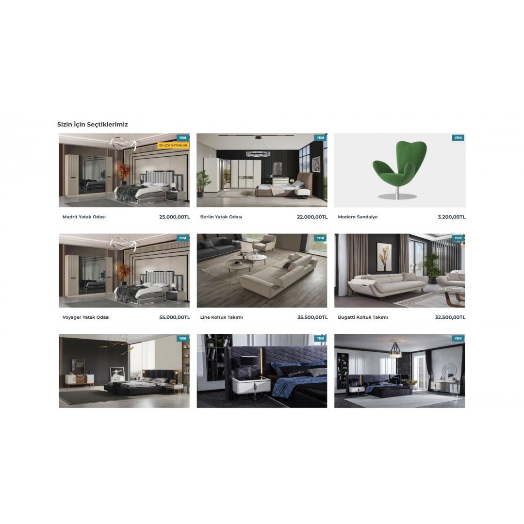 Mobilya Satışı E-Ticaret Web Sitesi Mobilya Satışı E-Ticaret Web Sitesi