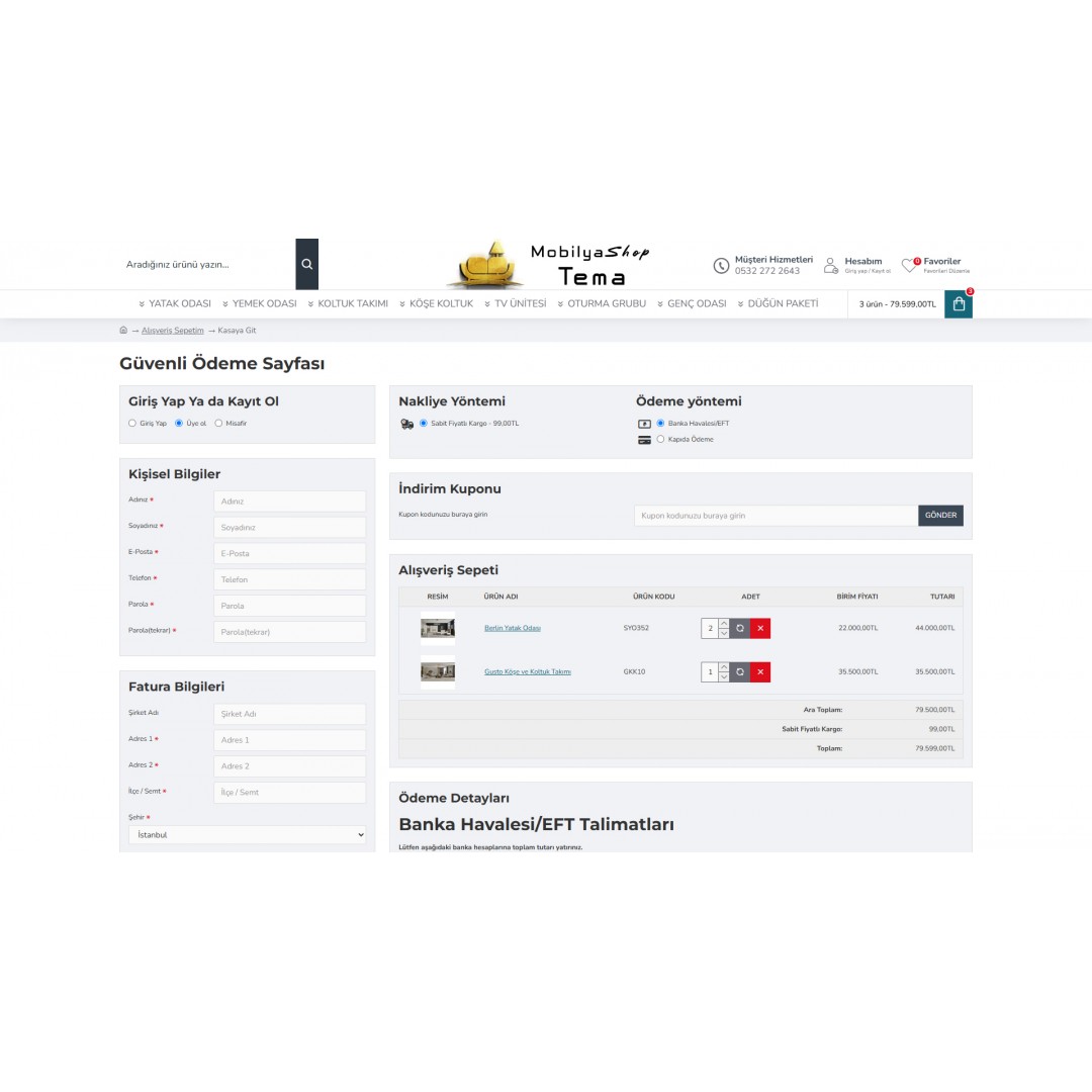 Mobilya Satışı E-Ticaret Web Sitesi Mobilya Satışı E-Ticaret Web Sitesi
