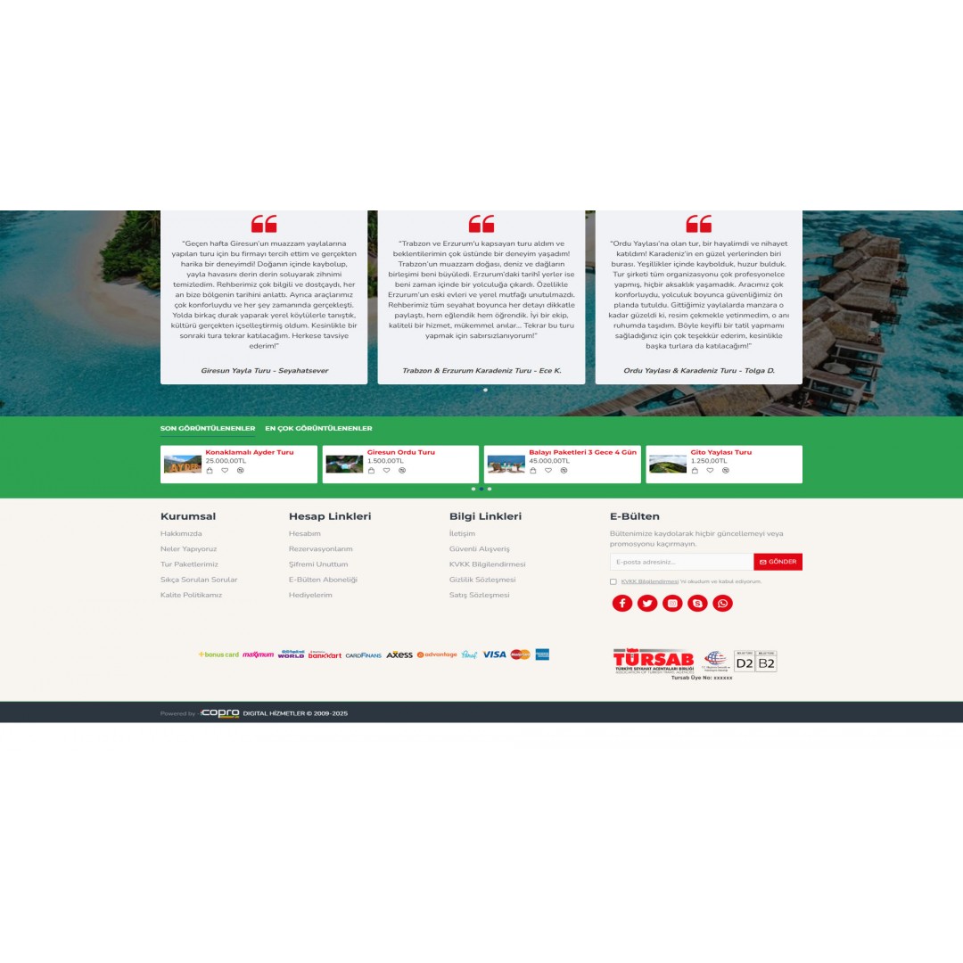 Turizm Acente E-Ticaret Web Sitesi Turizm Acente E-Ticaret Web Sitesi